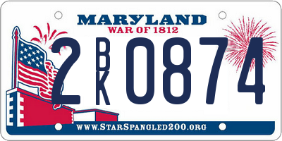 MD license plate 2BK0874