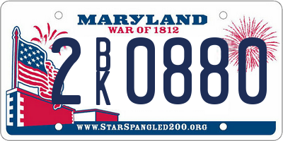 MD license plate 2BK0880