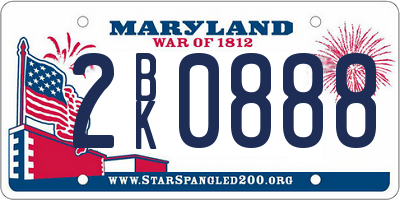 MD license plate 2BK0888