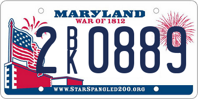 MD license plate 2BK0889