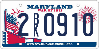 MD license plate 2BK0910