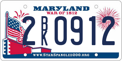 MD license plate 2BK0912