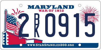 MD license plate 2BK0915