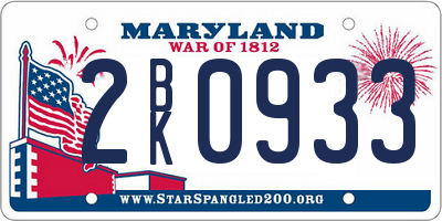 MD license plate 2BK0933