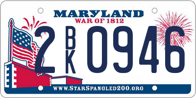 MD license plate 2BK0946