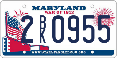 MD license plate 2BK0955