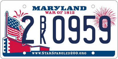 MD license plate 2BK0959