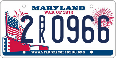MD license plate 2BK0966
