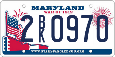 MD license plate 2BK0970