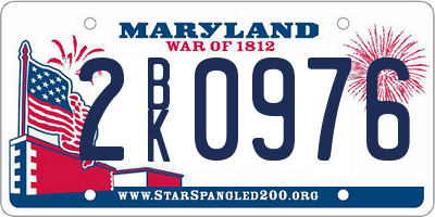 MD license plate 2BK0976
