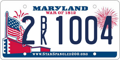 MD license plate 2BK1004