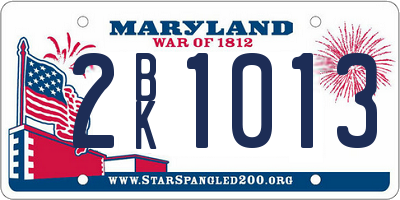 MD license plate 2BK1013