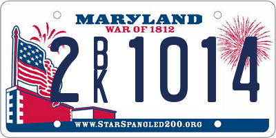 MD license plate 2BK1014