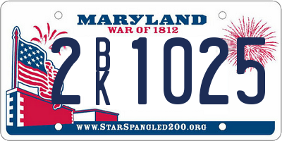 MD license plate 2BK1025