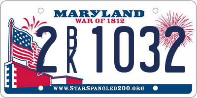 MD license plate 2BK1032