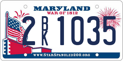 MD license plate 2BK1035