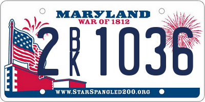 MD license plate 2BK1036
