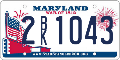 MD license plate 2BK1043