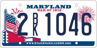 MD license plate 2BK1046