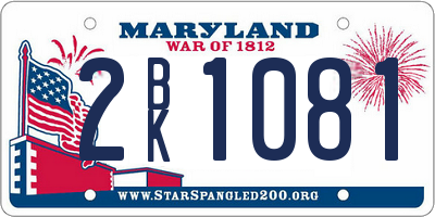 MD license plate 2BK1081