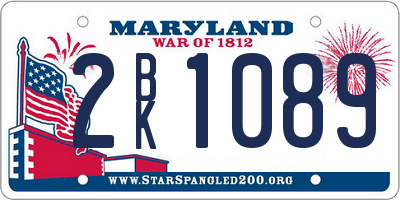 MD license plate 2BK1089