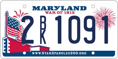 MD license plate 2BK1091