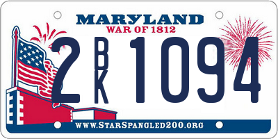 MD license plate 2BK1094