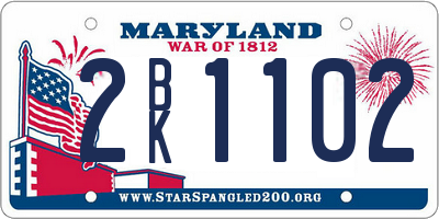 MD license plate 2BK1102
