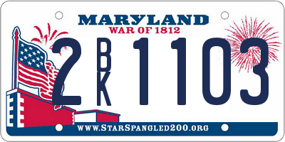 MD license plate 2BK1103