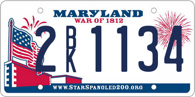 MD license plate 2BK1134