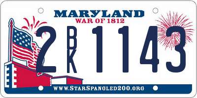 MD license plate 2BK1143