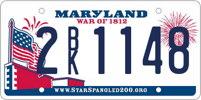 MD license plate 2BK1148