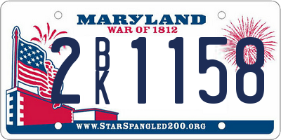 MD license plate 2BK1158