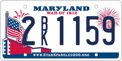 MD license plate 2BK1159