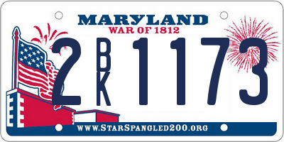 MD license plate 2BK1173