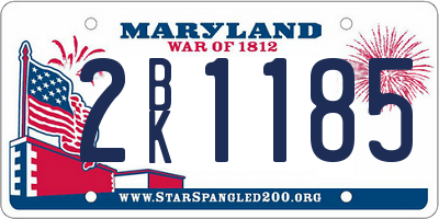 MD license plate 2BK1185