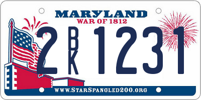 MD license plate 2BK1231