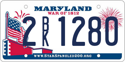 MD license plate 2BK1280