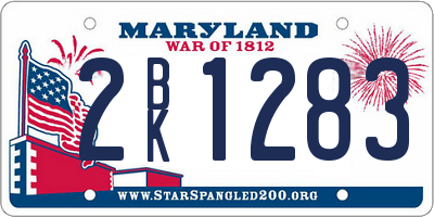 MD license plate 2BK1283