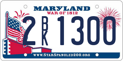 MD license plate 2BK1300