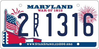 MD license plate 2BK1316