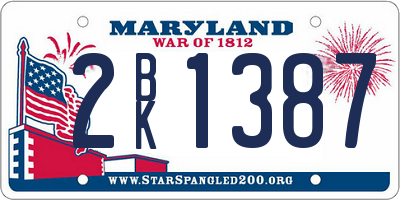 MD license plate 2BK1387