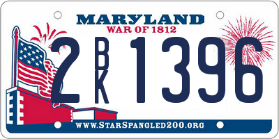 MD license plate 2BK1396