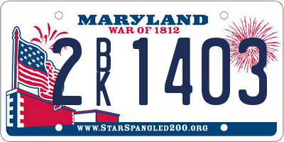 MD license plate 2BK1403