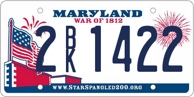 MD license plate 2BK1422