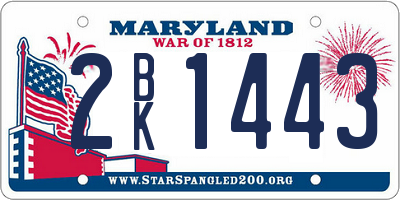MD license plate 2BK1443