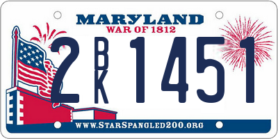 MD license plate 2BK1451