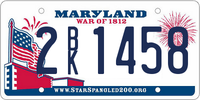 MD license plate 2BK1458