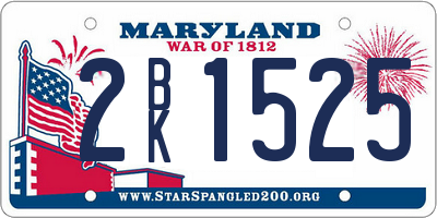 MD license plate 2BK1525