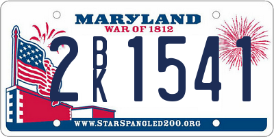 MD license plate 2BK1541